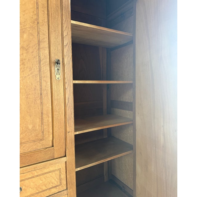 Large Art Nouveau Wardrobe in Oak and Speckled Maple, 1890s For Sale - Image 8 of 18