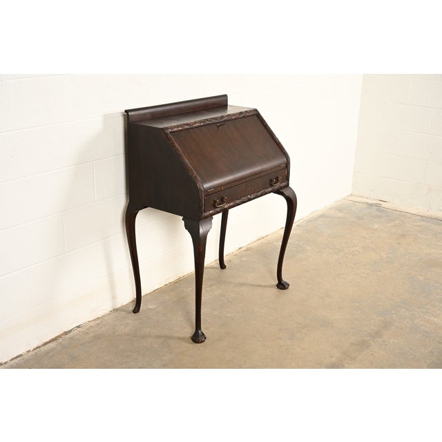 Berkey & Gay Berkey & Gay Style Antique Queen Anne Mahogany Slant Front Secretary Desk, Circa 1900 For Sale - Image 4 of 14