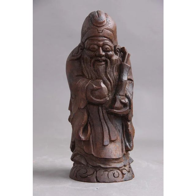 Wood Chinese Religious Figure in Light Wood, 1960s For Sale - Image 7 of 7