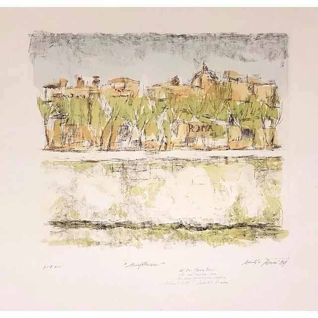 Lungotevere in Rome - Original Lithograph by D. Rossoni - 1969 1969 For Sale - Image 3 of 3