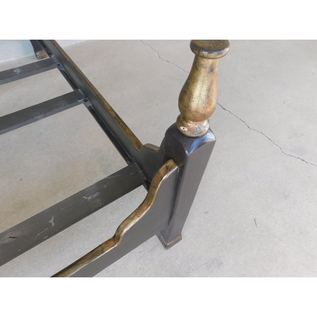 The Farm House Collection Hailey Idaho Custom Crafted Queen Size Bed, Rich dark black / brown with hand painted headboard...