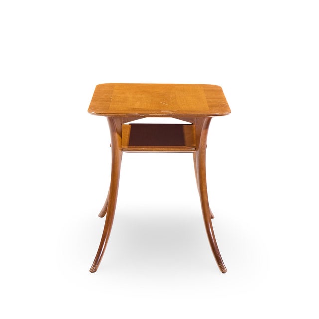 Widdicomb t.h. Robsjohn Gibbings for Widdicomb Mid Century Bleached Mahogany Sabre Side End Tables - Pair For Sale - Image 4 of 12