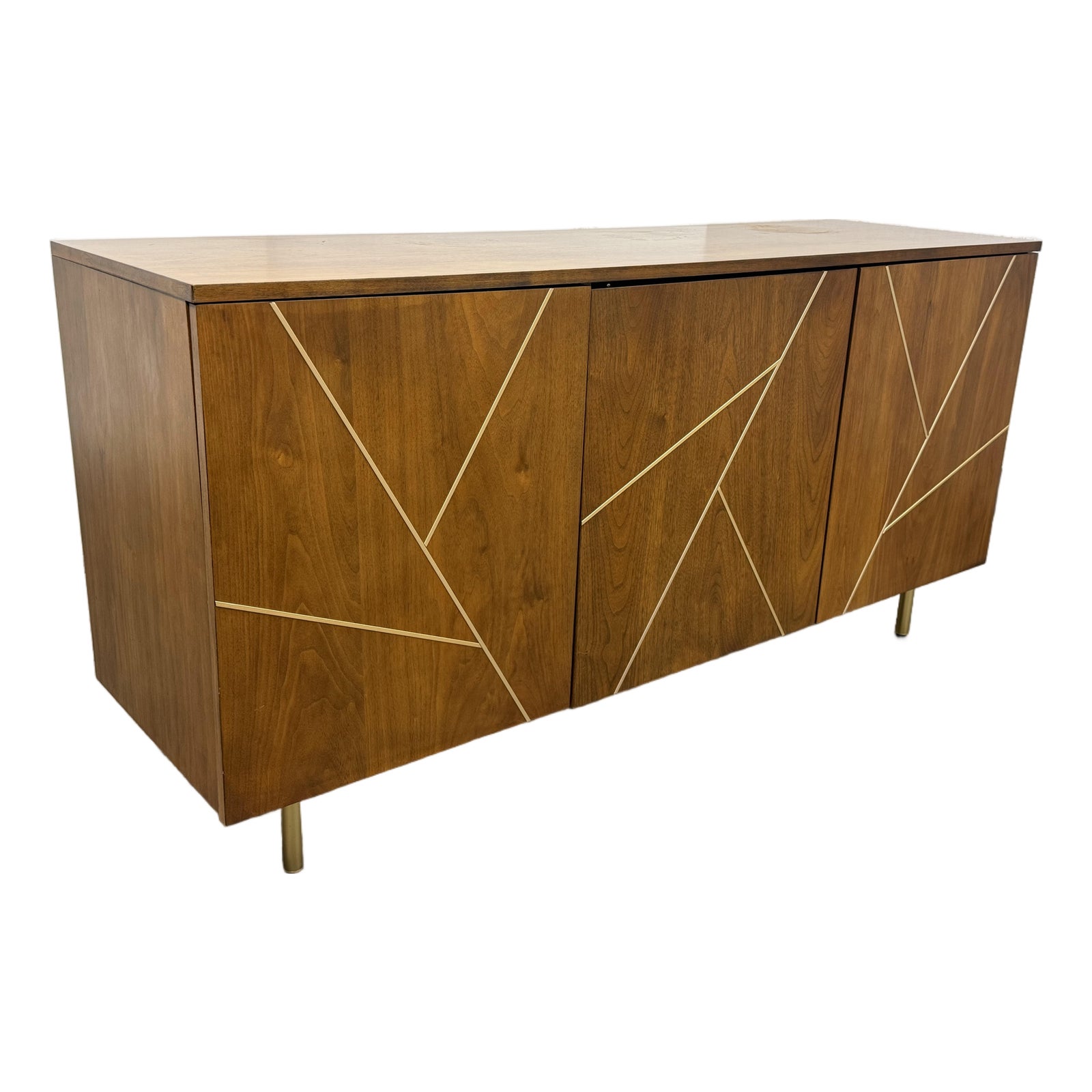 World Market Dustin Spiced Auburn Wood and Brass Inlay Storage Cabinet ...