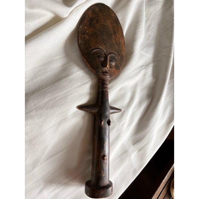 Brown Vintage African Akan-Style Carved Wood Fertility Figure For Sale - Image 8 of 12