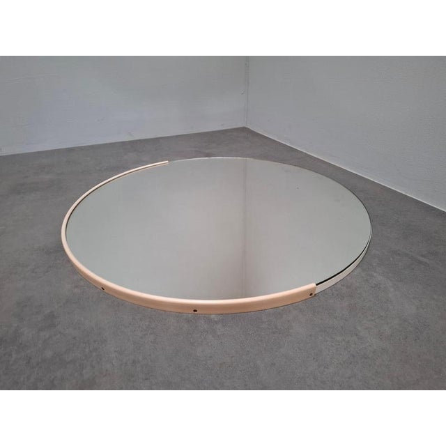 1970s Vintage Czechoslovakian Round Wall Mirror with Beige Frame, 1970s For Sale - Image 5 of 16