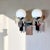 Portuguese Brutalist Double Wall Sconces with Opaline Glass Lampshades, 1980s, Set of 2 For Sale - Image 6 of 12