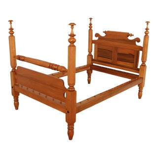 Antique Country Poplar Four Poster Rope Bed For Sale
