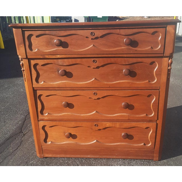 Antique Edwardian Walnut Chest of Drawers on Wheels For Sale - Image 10 of 10