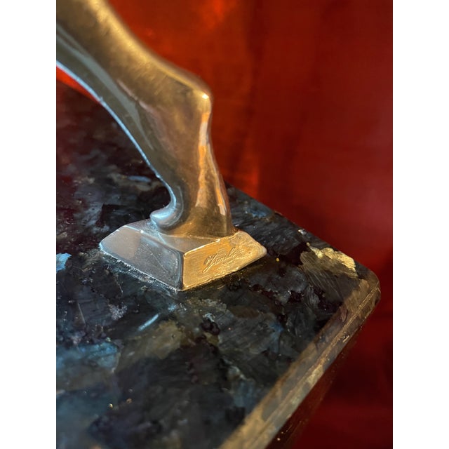 1920s Janlé, Nude Figurative Composition, 1920s, Bronze, Chrome Plating & Granite For Sale - Image 5 of 15