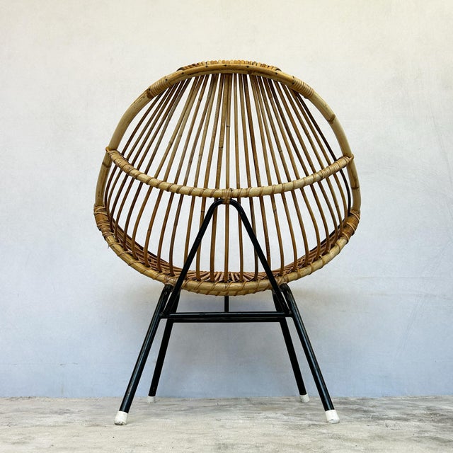 Bamboo and Rattan Chair attributed to Dirk van Sliedrecht for Rohé Noordwolde, 1950s For Sale - Image 4 of 7