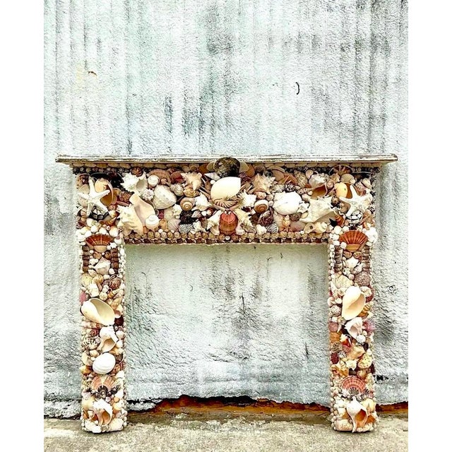 Vintage Boho Shell Encrusted Fireplace Surround For Sale - Image 12 of 12