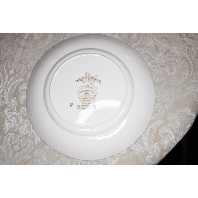 1950s 1950s Polychrome Wild Turkey Transferware Dinner Plate by Johnson Brothers England For Sale - Image 5 of 6