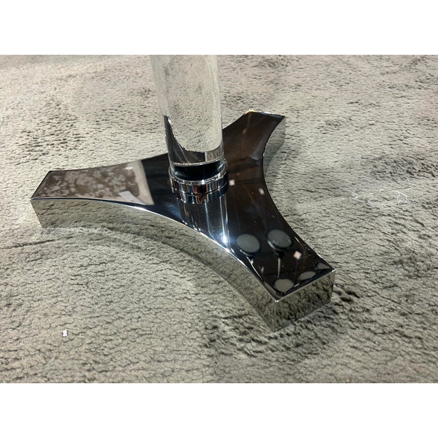 Lexington Furniture Lexington Rounded Mirror End Table With Chrome and Acrylic Base For Sale - Image 4 of 5