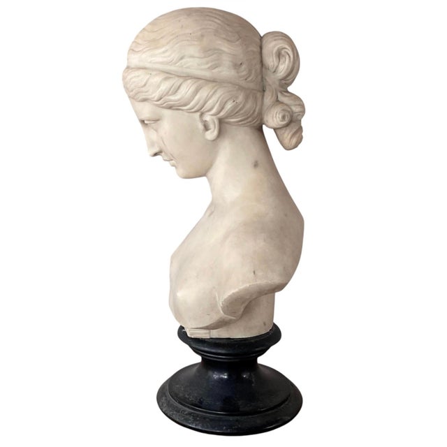 Italian Carved Marble Bust of a Young Woman For Sale - Image 13 of 16