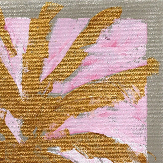Realism Touched by Gold - Original Pink Sky Gold Palm Tree Artwork by Kathleen Keifer For Sale - Image 3 of 9
