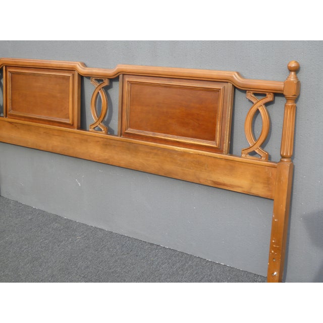 1950s 1950s Mid Century Modern Solid Cherry Wood King Headboard For Sale - Image 5 of 13
