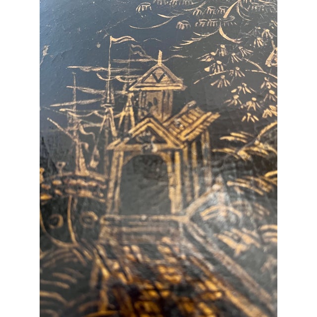 Antique Late 1800s English Chinoiserie Paper Mache Tray Table For Sale - Image 12 of 18