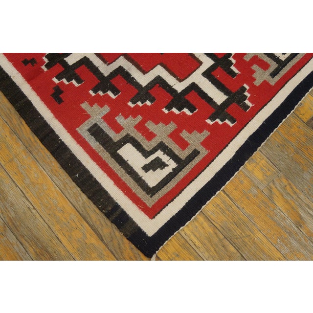 1940s Red Geometric Tribal Antique American Navajo Rug 2'2" X 2'10" Flatweave Wool Carpet For Sale - Image 4 of 5