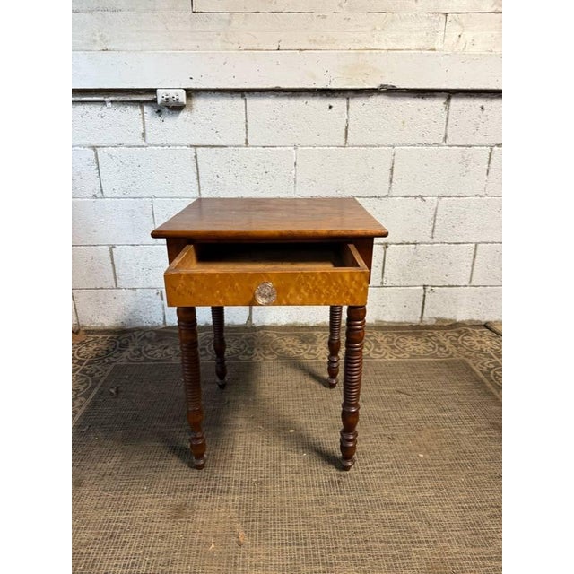 Wood Antique Federal Style 1 Drawer Side Table For Sale - Image 7 of 13