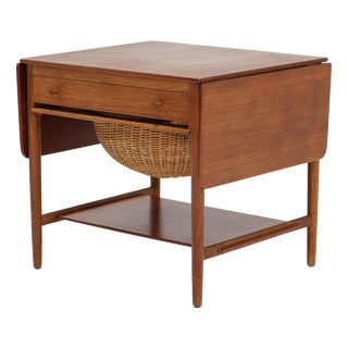 AT33 Sewing Table in Oak and Teak by Hans J. Wegner for Andreas Tuck, Denmark, 1950s For Sale