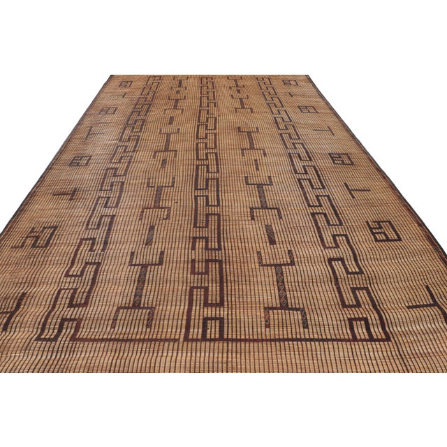 1950s Vintage Moroccan Tuareg Mat in Beige, With Geometric Patterns, From Rug & Kilim For Sale - Image 5 of 7