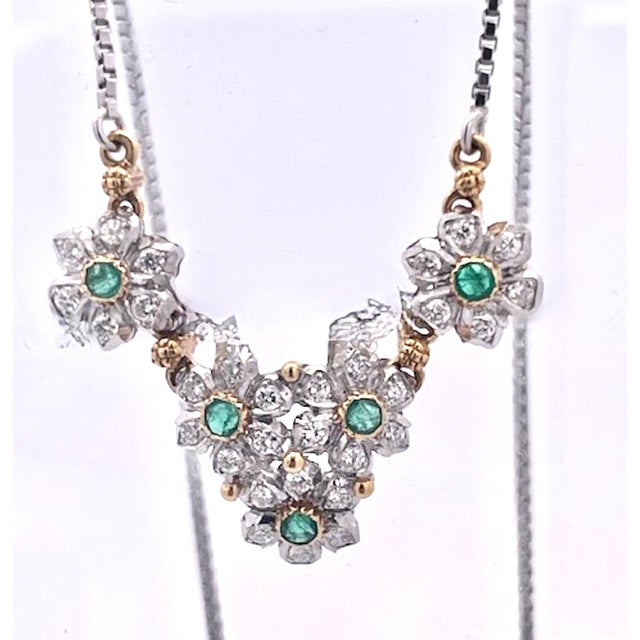Contemporary 1980s Buccellati Garland Necklace Emeralds Diamonds 18k For Sale - Image 3 of 9