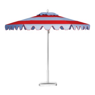 Santorini Dawn 9' Patio Umbrella, Robin's Egg Blue & Red For Sale