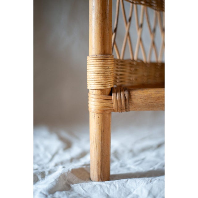 Light Yellow Corner Bookcase in Bamboo and Rattan, 1970s For Sale - Image 8 of 9