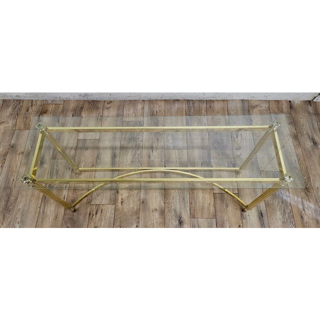 Mid 20th Century Vintage Mid Century Hollywood Regency Labarge Style Brass and Glass Hall Table For Sale - Image 5 of 10