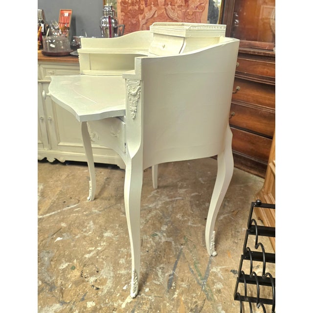 White Late 19th Century Petite French Shabby Chic Secretary Desk For Sale - Image 8 of 10