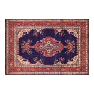 Vintage Hand-Knotted Wool Rug – 9.8 X 12.8ft – Red Floral Medallion Traditional Carpet For Sale