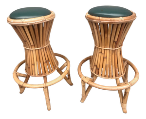 Vintage Bamboo Bar Stools, 1970s, Set of 2