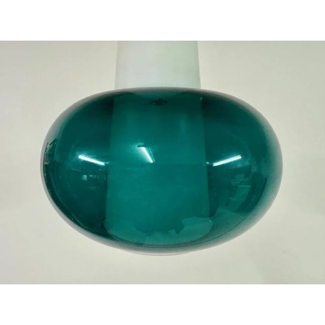 Glass Italian Green and White Glass Ceiling Pendant, 1960s For Sale - Image 7 of 11