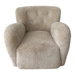 Vintage Danish Lounge Chair 1940's Covered in Mimi London Sheepskin