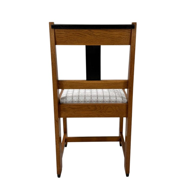 Art Deco Modernist Side Chair in Oak & Velvet from Jan Brunott, 1920s For Sale - Image 3 of 12
