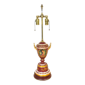 Early 20th Century “Good Night” Vienna Style Porcelain Urn Lamp Maiden and Candle, Signed F. Koller
