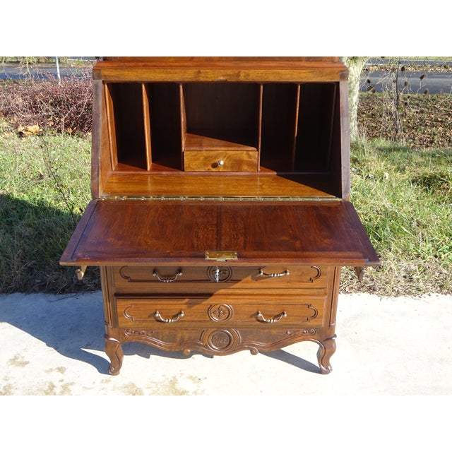 Louis XV Style Display Cabinet with Secretary and Drawers in Walnut, 1960s For Sale - Image 6 of 18