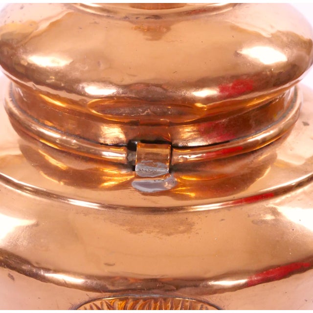 Large English Antique Copper Urn / Hinged Lid & Lions Head Side Handles For Sale - Image 10 of 12