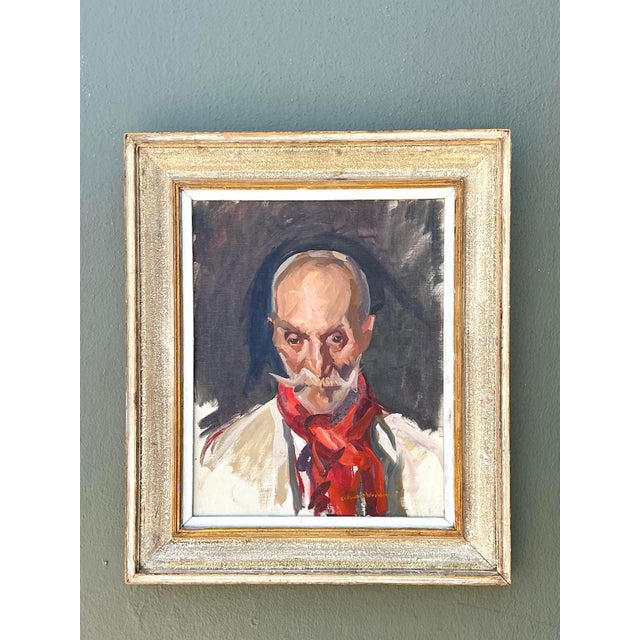 Vintage Framed Oil Portrait of Gentleman For Sale - Image 9 of 12