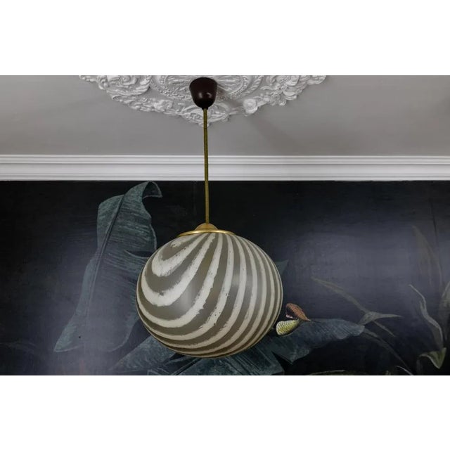 1970s Mid-Century Striped Glass Globe Pendant by Peill & Putzler, Germany, 1970s For Sale - Image 5 of 18