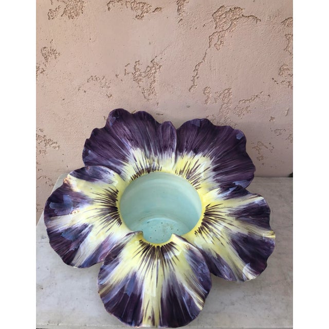 Purple Circa 1890 Large Majolica Pansy Cache Pot Delphin Massier For Sale - Image 8 of 8