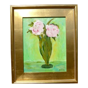 "Two French Roses" Contemporary Oil Painting by Martha Holden