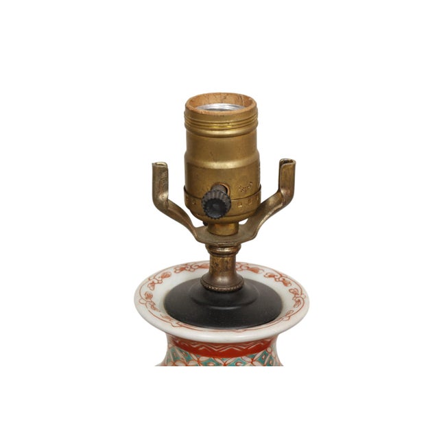 Japanese Mid 20th Century Hand Painted Komainu Ceramic Table Lamps - a Pair For Sale - Image 3 of 7