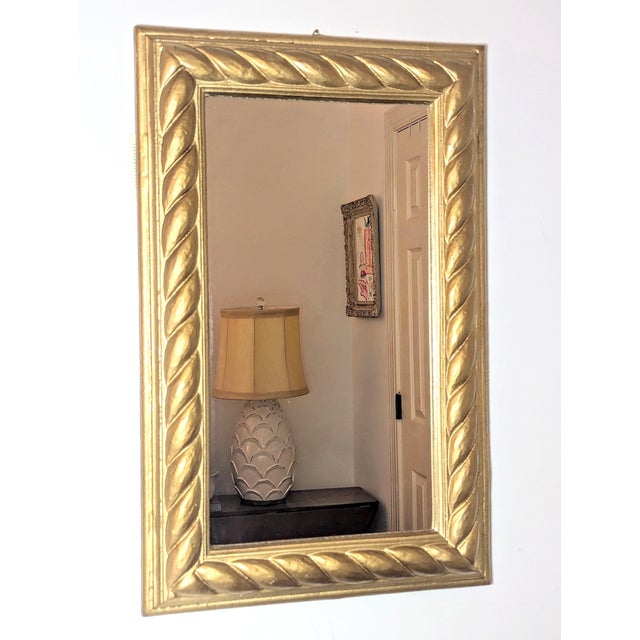 Hollywood Regency Italian Giltwood Mirror Rope Carved - By Doratex Firenze Italy For Sale - Image 3 of 9