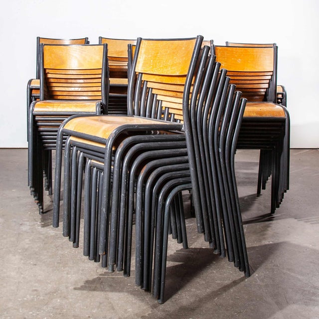 1960's French Mullca Stacking Dining Chairs - Dark Graphite Model 510 - Good Quantity Available. - Set Of Four. One of our...