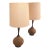 Pair Of Large Scale Mid Century Cork and Wood Table Lamps With Original Shades 1950/70's For Sale