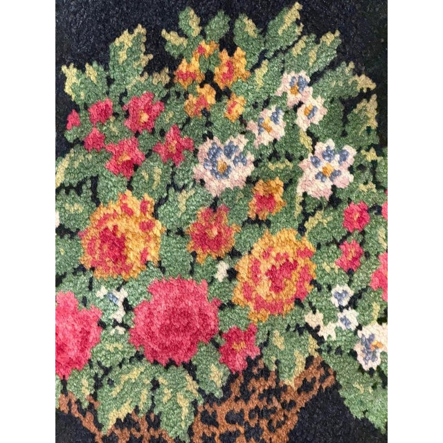 Black Base Rug Decorated with Rose Baskets Made for Theatrical Sets, 1950s For Sale - Image 13 of 15