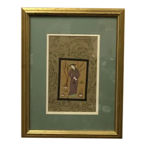 Noble Thoughts in the Quiet Wild - Antique Persian Watercolor Painting