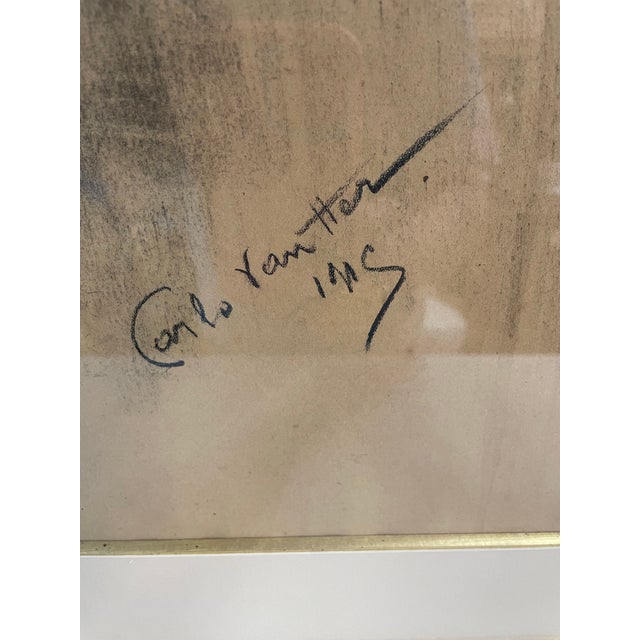 Vintage French Chalk Charcoal Painting - Signed and Professionally Matted and Framed For Sale - Image 10 of 12