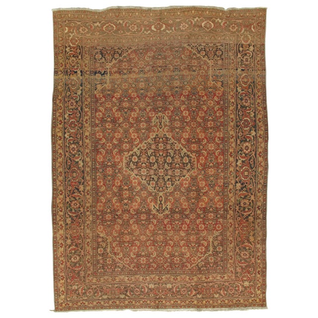 Antique Tabriz Carpet, Persian Rug, Handmade Oriental, Terracotta, Brown, Beige For Sale - Image 10 of 10